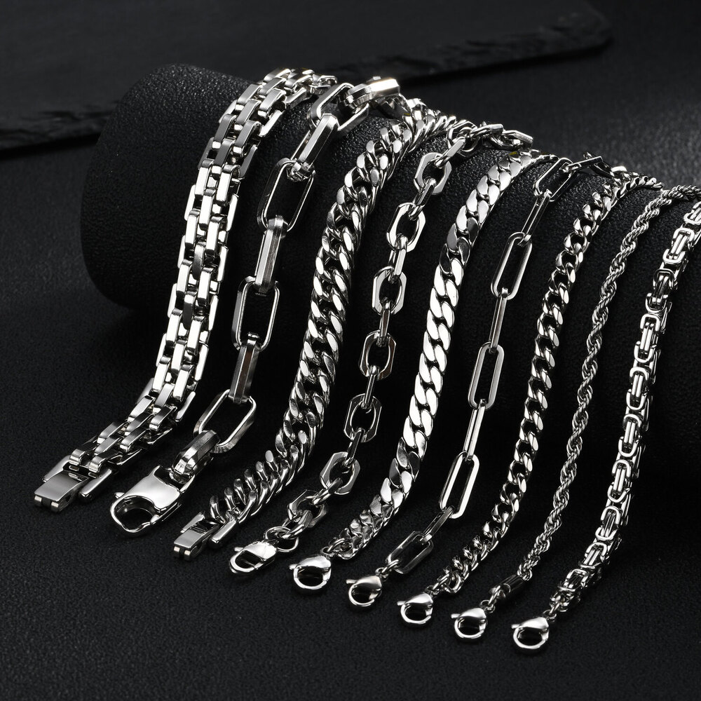 Punk Silver Color Men's Chain  - đánh giá và giá Ceramic Link Bracelet