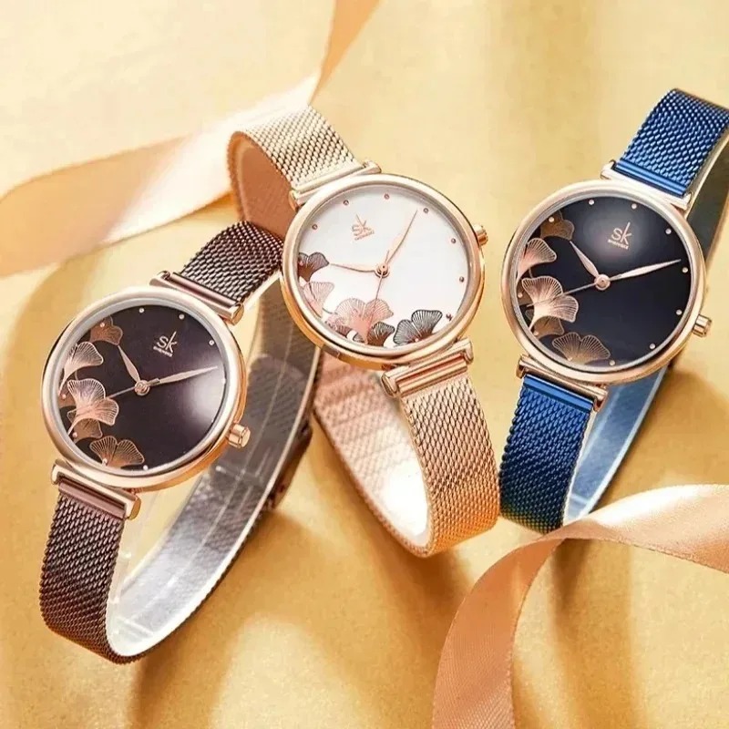 Luxury Women's Ginkgo Leaf Wat - đánh giá và giá Stainless Mesh Band