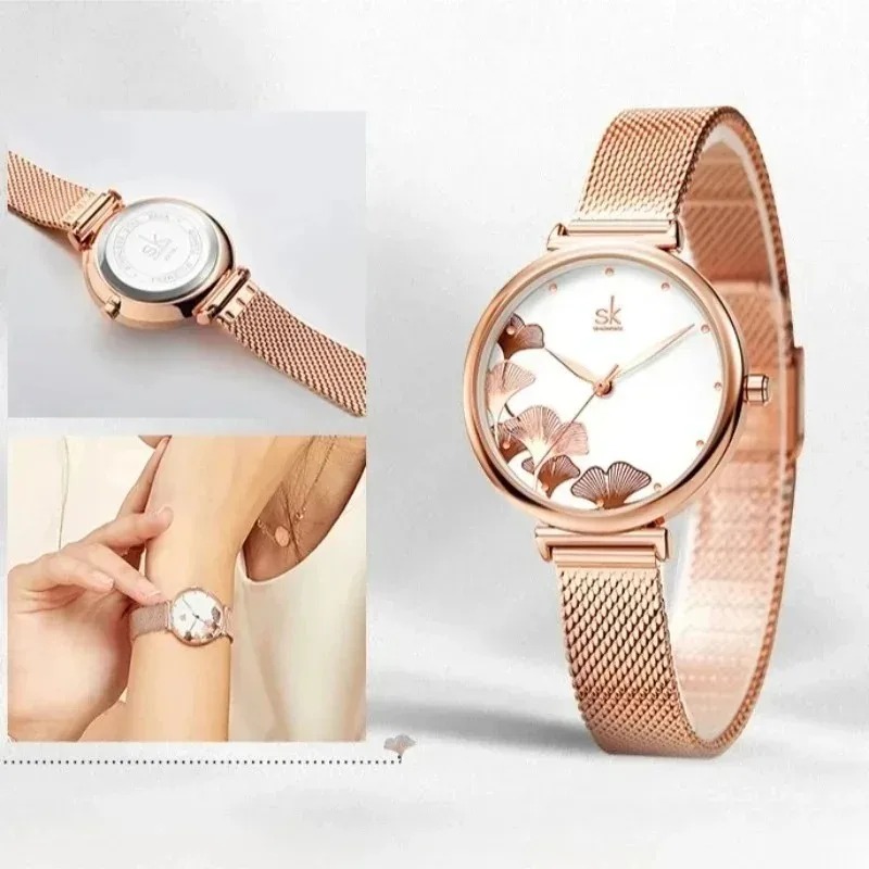 Luxury Women's Ginkgo Leaf Wat - đánh giá và giá Stainless Mesh Band