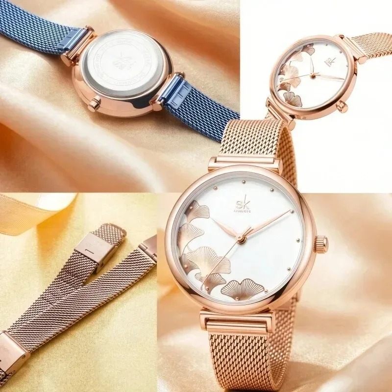 Luxury Women's Ginkgo Leaf Wat - đánh giá và giá Stainless Mesh Band
